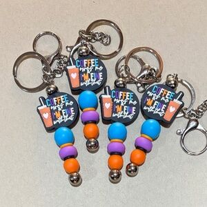 Silicone Bead Keychains - Coffee Lover - Set of 4